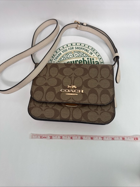 Coach Handbags - EUC Coach Brown Signature Canvas Crossbody with Cream Strap
